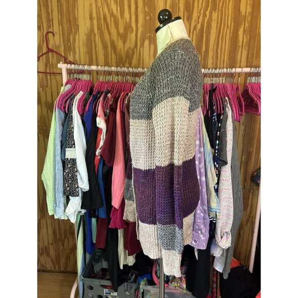 FREE PEOPLE Lake Tahoe Color Block Cardigan Sweater Button Down Size M Boho - Picture 6 of 9